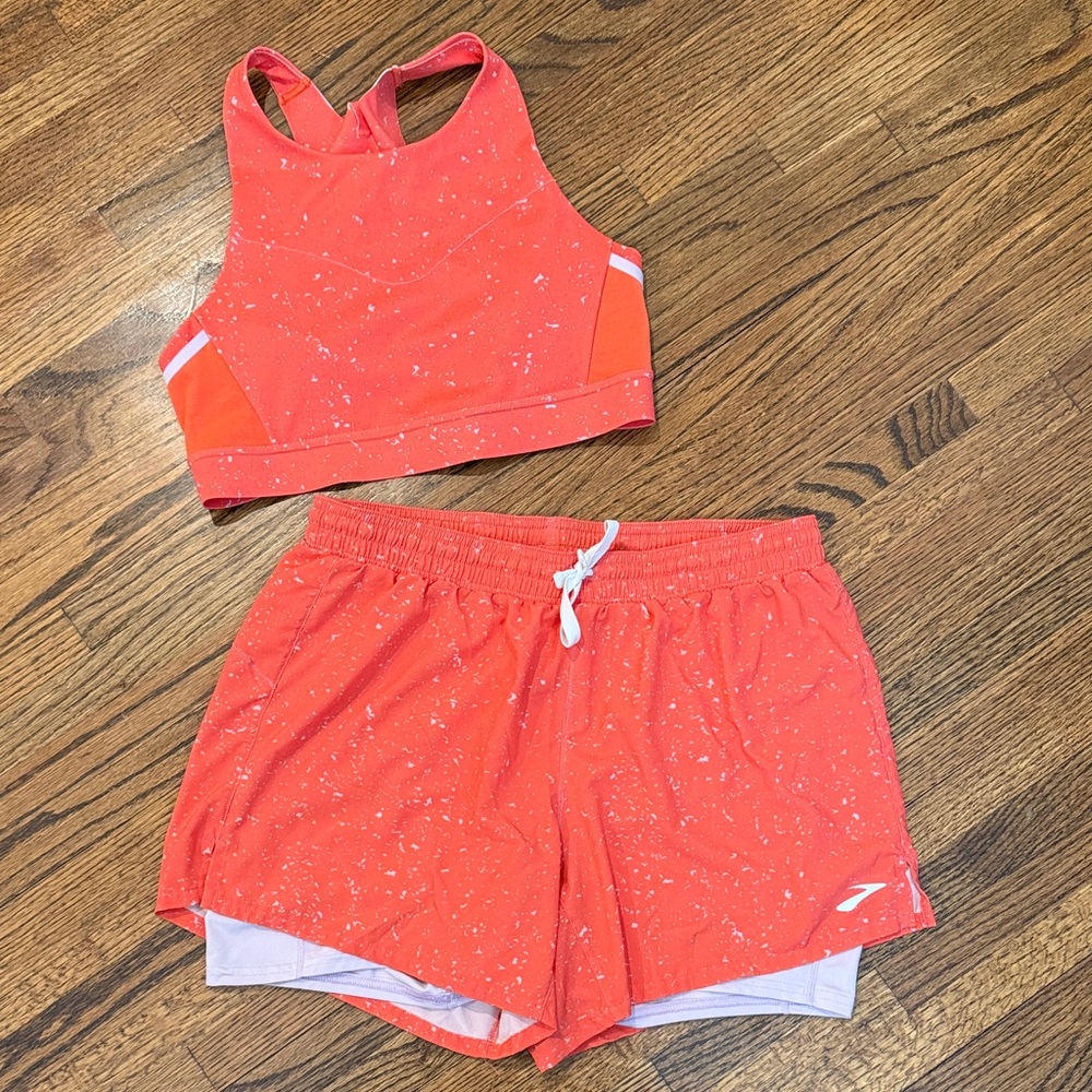 Brooks 3 Pocket Sports Bra and Dash 2-in-1 Shorts